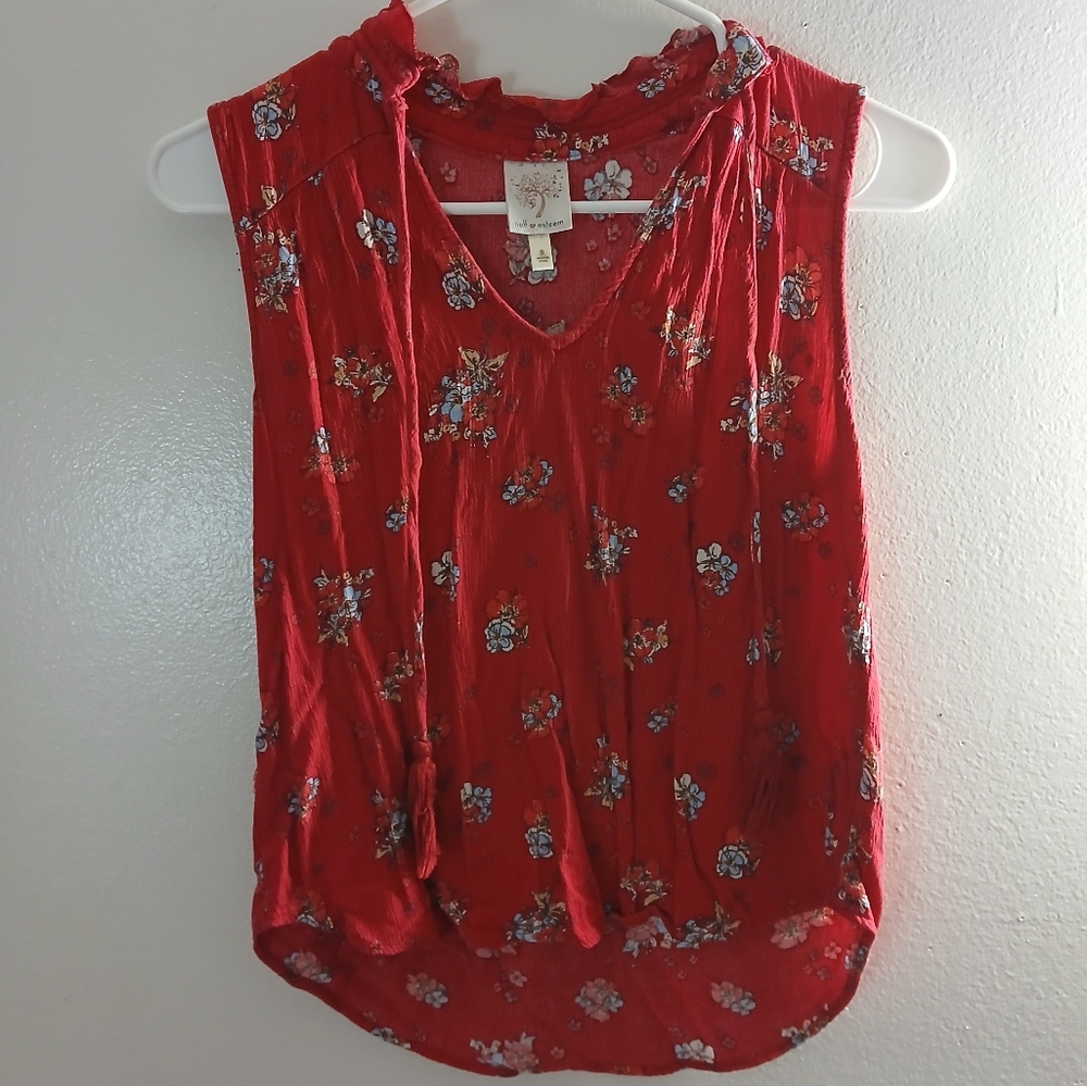 Floral Red Sleeveless Top